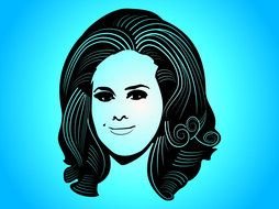 silhouette of a girl with a retro hairstyle on a blue background