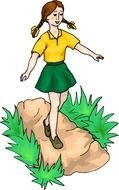 Clip art of girl Walking In Park