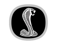 drawing of a white cobra in a black circle