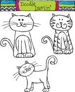 Kolorful Kittens Blackline Clipart Set INSTANT DOWNLOAD