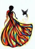 drawing of the Pretty Katniss And A Mockingjay