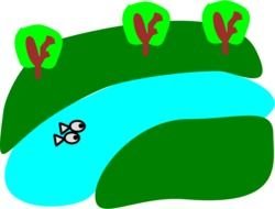River Between The Green Fields With Trees By Loveandread