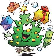 drawing christmas tree with gifts