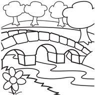 coloring page of a bridge