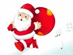 santa claus with bag as a picture for clipart