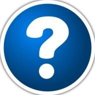 white Question Mark on blue button, Clip Art