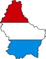 Luxembourg Map in colors of Flag