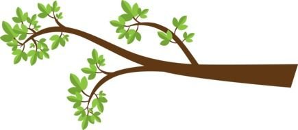 Brown tree brunches with the green leaves clipart