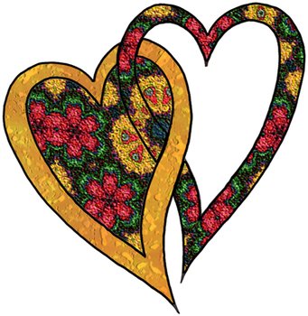 Labels SET A17 Gold Lava Pattern HEARTS Assorted