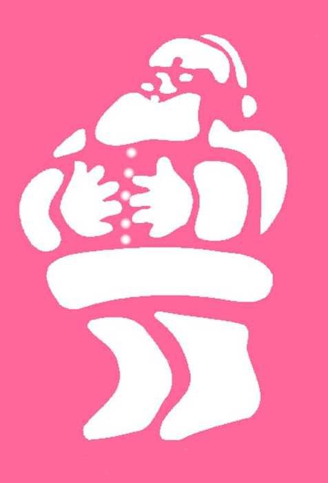 White and pink drawing of Santa Claus clipart