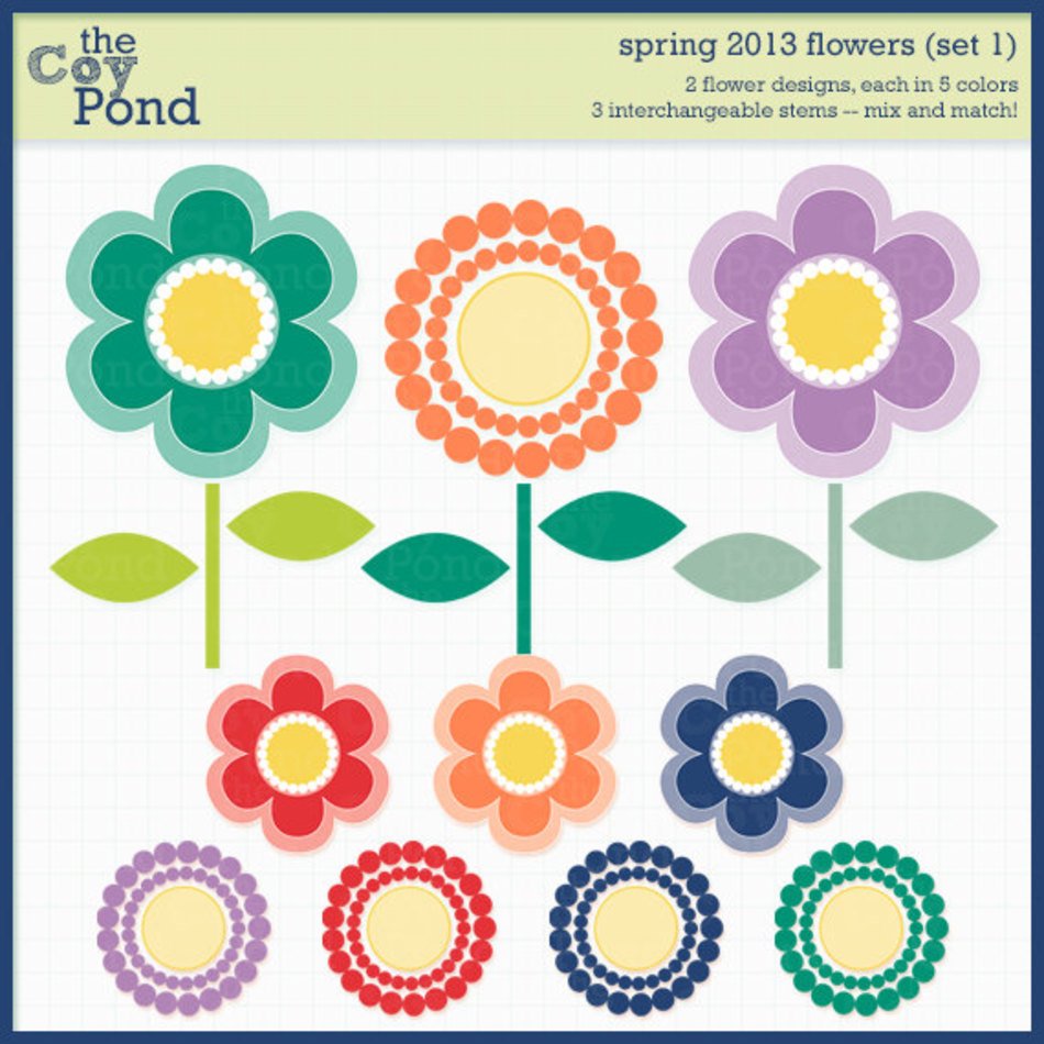INSTANT DOWNLOAD Flowers Set 1 Spring 2013 Clipart Flower