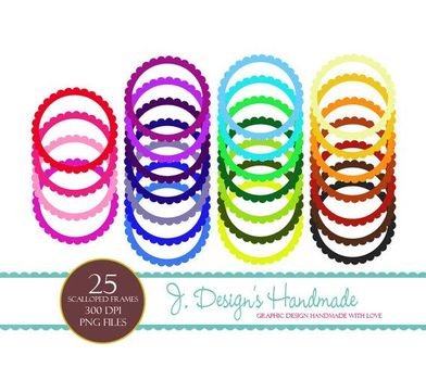 INSTANT DOWNLOAD Scalloped Circle Frames