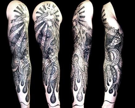 Pocket Watch Tattoo Sleeve
