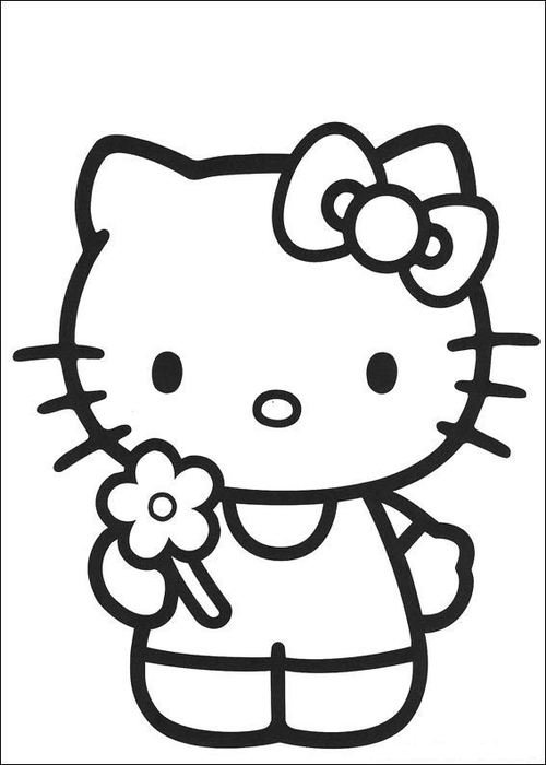 Print Kitty Heeft Een Bloem Geplukt Kleurplaat