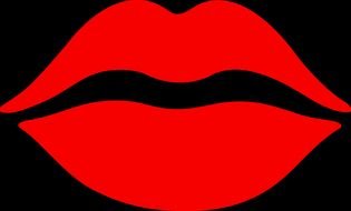 Clipart of Red Lips in a dark