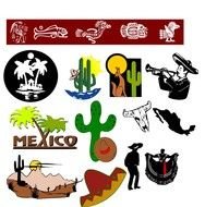Mexico, set of colorful icons