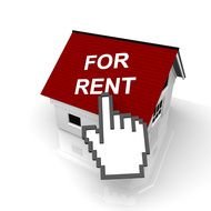 drawn house for rent and mouse cursor