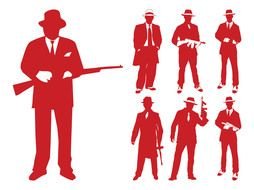 Clipart of Gangsters Silhouettes