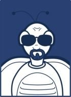 painted man in a suit of a beetle