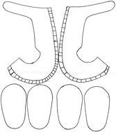 Black and white drawing of the paper baby shoe details clipart