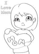 Love Mom rdquo Drawing Of Little Girl Coloring Page
