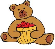 bear with a fruit basket as a graphic illustration