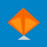 painted orange kite against blue sky