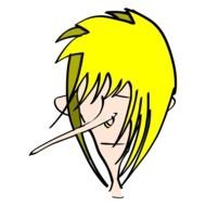 man with nose drawing