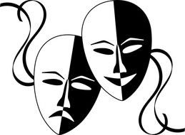 clipart of two black and white masks