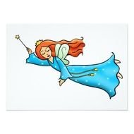Cartoon Clip Art Flying Fairy Princess Magic Wand 5x7 Paper Invitation