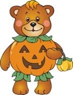 bear like a pumpkin in graphic illustration