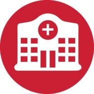 hospital on a red pictogram