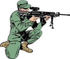 Cartoon Soldier With Gun drawing
