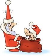 cartoon ugly man in santaâs bag