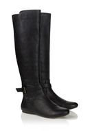 Black Leather Flat Boots drawing
