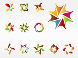 different colorful shapes as graphic elements for clipart