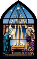 beautiful Stained Glass Nativity drawing