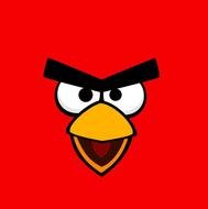 red face of an angry cartoon bird