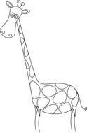 Black and white Clipart illustration of Giraffe