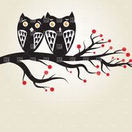 Owl On Tree Branch Clip Art N13