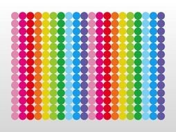 rainbow dots on a white background