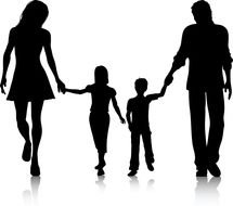 Black silhouette of the family clipart