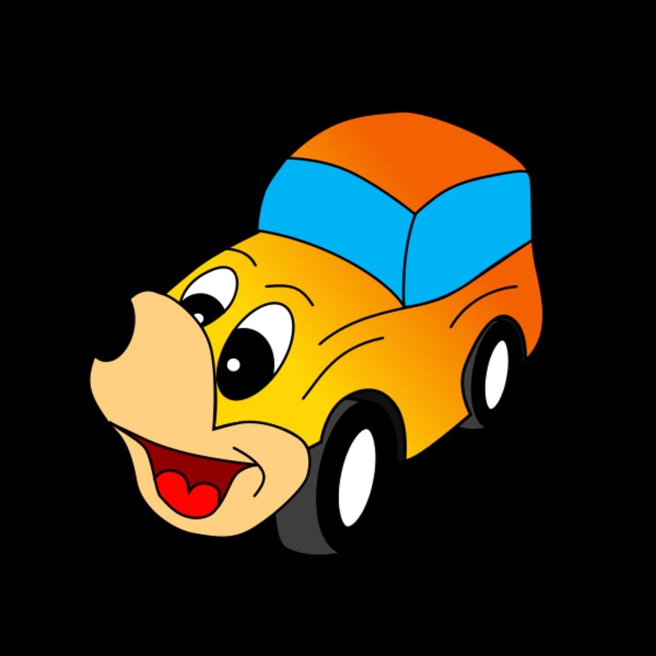 Comic Yellow Car Clipart Medium Size