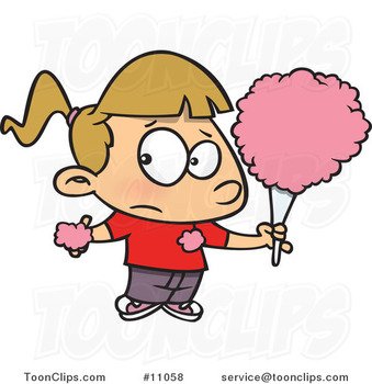 Cartoon Girl Eating Cotton Candy