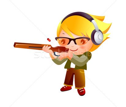 Stock Photo Vector Illustration Girl Shooting Gun