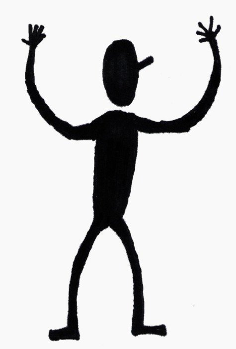male stick figure with hands up