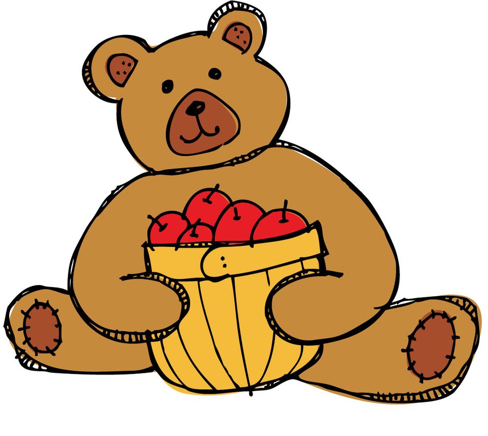 bear with a fruit basket as a graphic illustration