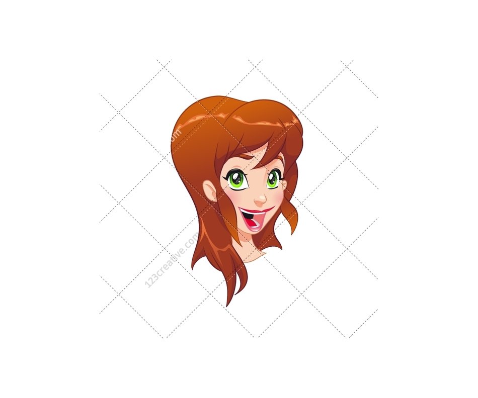 Cartoon Girl Happy Face N3