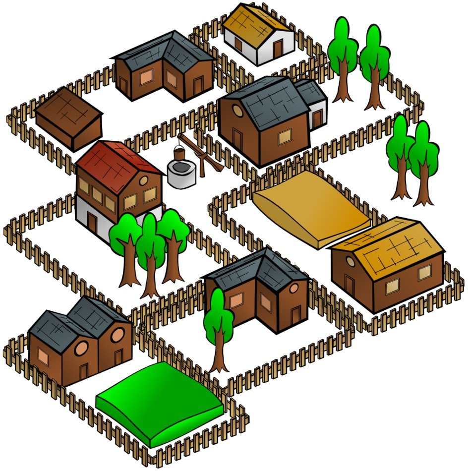 Town Village Clip Art drawing