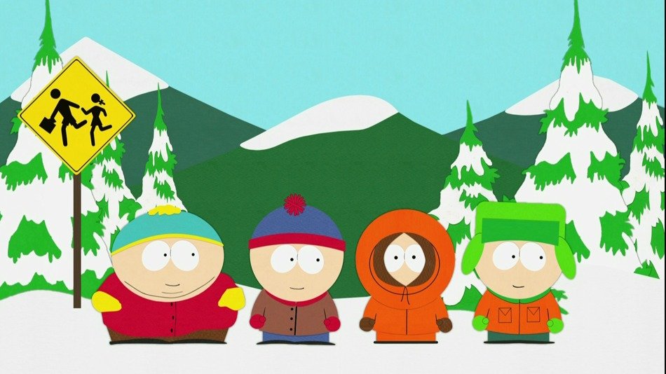 drawing of children on the mountain with snow
